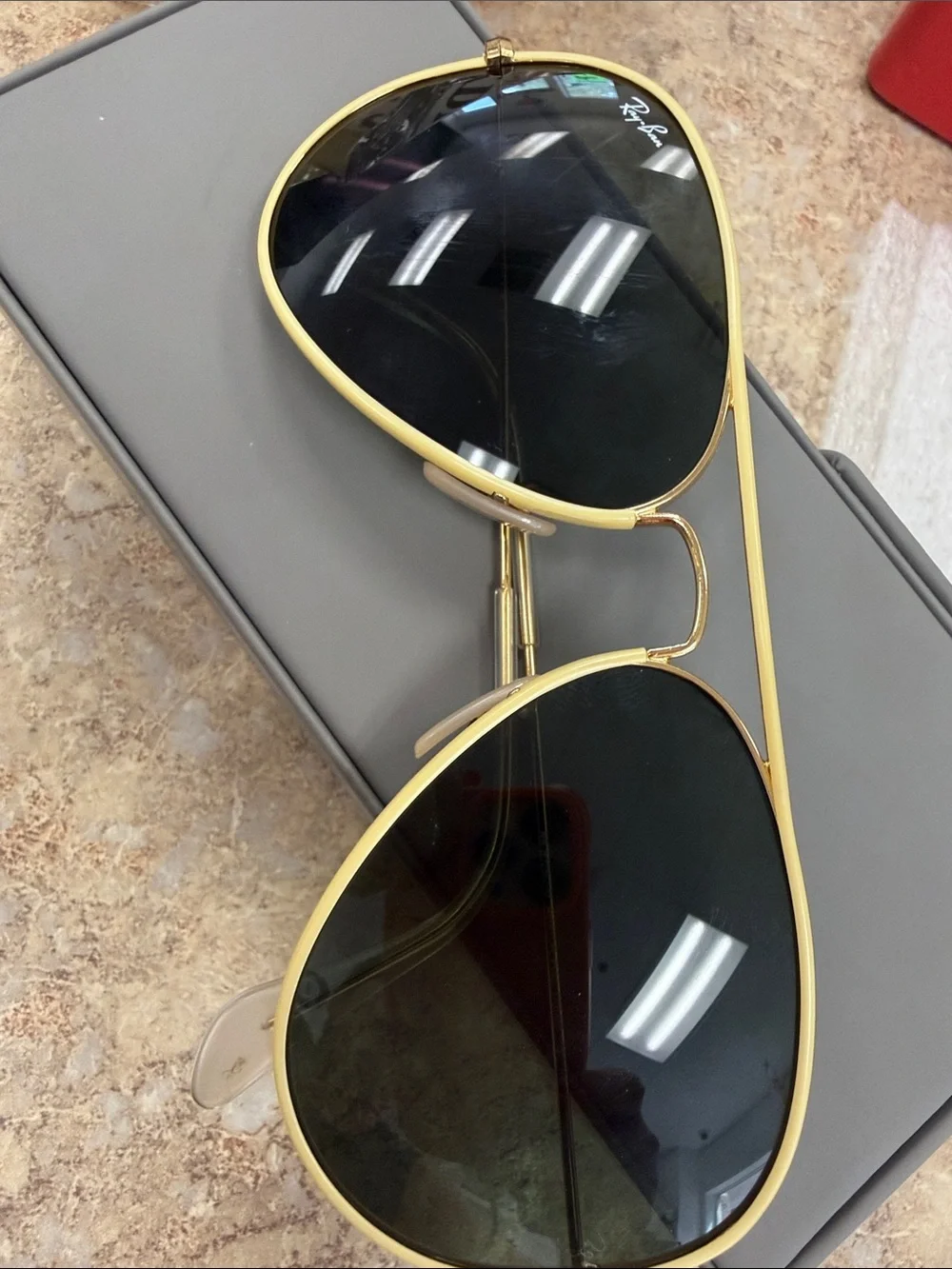 Ray-Ban Men’s Gold Frame Sunglasses with Dark Lenses